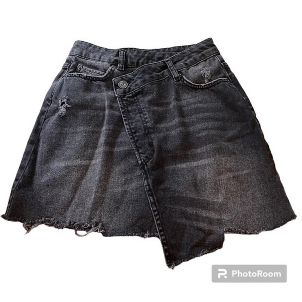 BDG Urban Outfitters asymmetrical black denim jeans skirt